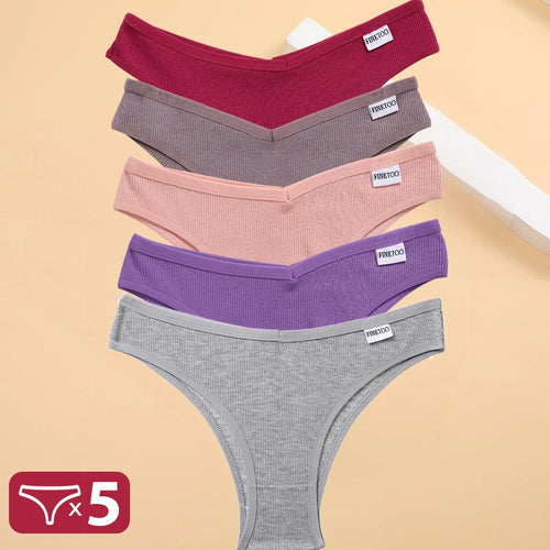 5PCS/Set Cotton Lingerie Panties Sexy Underwear Women Briefs Tangas