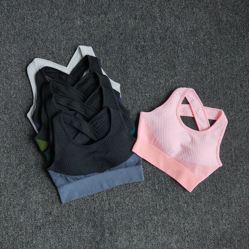 6 Colors Yoga Sport Bra Sexy Back Padded Cross Straps Top Shockproof